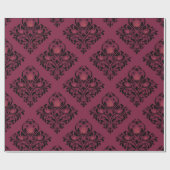 ヴィンテージ パリ バーガンディーとパープルダマスク ラッピングペーパー (フラット)