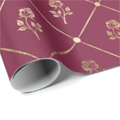 ヴィンテージ パリ バーガンディーとパープル ローズ柄 ラッピングペーパー (ロールコーナー)