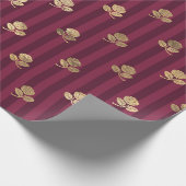 ヴィンテージ パリ バーガンディー ゴールド ローズ パターン ラッピングペーパー (角)