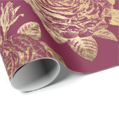 ヴィンテージ パリ バーガンディ レッドとゴールドのローズ ラッピングペーパー (ロールコーナー)
