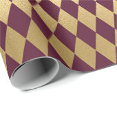 ヴィンテージ パリ バーガンディ レッドとゴールド ダイヤモンド ラッピングペーパー (ロールコーナー)