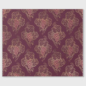 ヴィンテージ パリ バーガンディ レッドとゴールド ワインをテーマにした ラッピングペーパー (フラット)