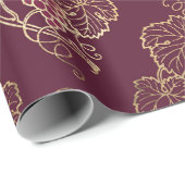 ヴィンテージ パリ バーガンディ レッドとゴールド ワインをテーマにした ラッピングペーパー (ロールコーナー)