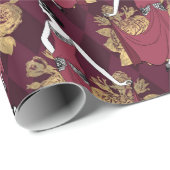 ヴィンテージ パリ バーガンディ レッド ゴールド アールデコ ラッピングペーパー (ロールコーナー)