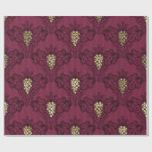 ヴィンテージ パリ バーガンディ レッド ゴールド グランジュ ワイン ラッピングペーパー (フラット)