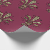 ヴィンテージ パリ バーガンディ レッド ゴールド フルール ド リス ラッピングペーパー (角)