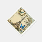 ヴィンテージ パリ パーティー フレンチ ボタニカル エッフェル塔 スタンダードカクテルナプキン (角)