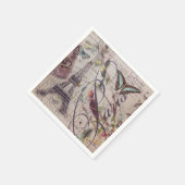 ヴィンテージ パリ パーティー フレンチ ボタニカル エッフェル塔 スタンダードカクテルナプキン (角)