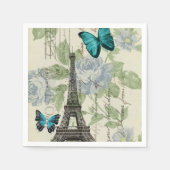 ヴィンテージ パリ パーティー フレンチ ボタニカル エッフェル塔 スタンダードカクテルナプキン (正面)