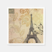 ヴィンテージ パリ パーティー フレンチ ボタニカル エッフェル塔 スタンダードカクテルナプキン (正面)
