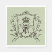 ヴィンテージ パリ ビーキーパー フレンチ クラウン ビー クイーン スタンダードランチョンナプキン (正面)