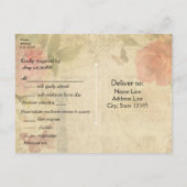 ヴィンテージ パリ ピンク ローズ ロック＆キー ウェディング RSVP インビテーションポストカード (裏面)