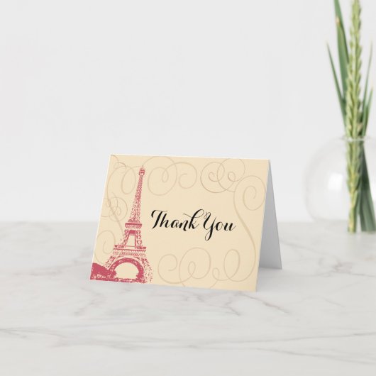 ヴィンテージ パリ フランス エッフェル塔 サンキューカード (正面)