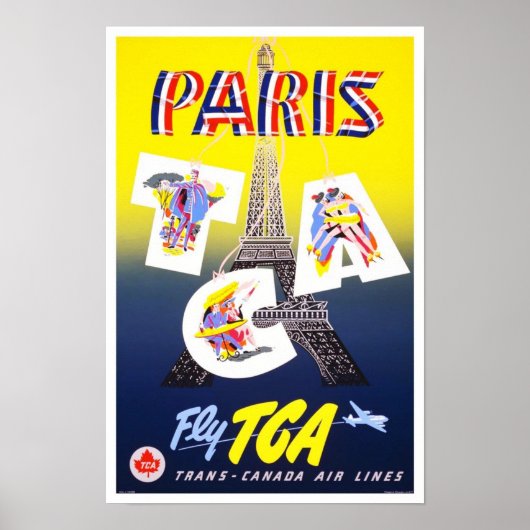 ヴィンテージ パリ フランス 航空会社 旅行ポスター ポスター (正面)