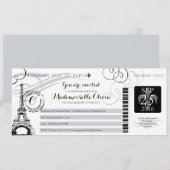 ヴィンテージ パリ フランス 誕生日パーティー 航空券 招待状 (正面/裏面)