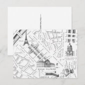 ヴィンテージ パリ 地図 モノクロ ポストカード (正面/裏面)