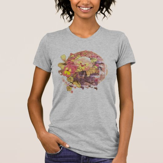 ヴィンテージ・パンジーのデザイン Tシャツ (正面)