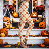 ヴィンテージ・パンプキンとスターのハロウィン・クリーム レギンス