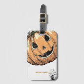ヴィンテージ パンプキンキャット “Meowloween” iPhoneケース ラゲッジタグ (正面縦)