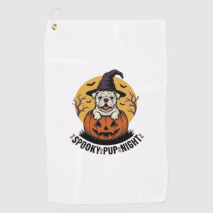 ヴィンテージ・パンプキン・ドッグのハロウィン・ブルドッグTシャツ A ゴルフタオル