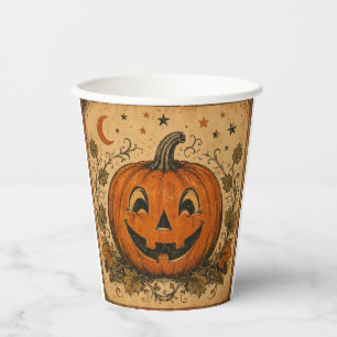ヴィンテージ パンプキン ハロウィン スロー ピロー 紙コップ