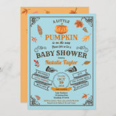 ヴィンテージ·パンプキン·男の赤ちゃん·シャワー·インビテーション·ブルー 招待状 (正面/裏面)