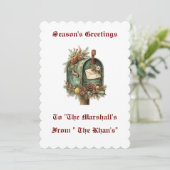 ヴィンテージ パーソナライズ フラット クリスマス カード (スタンド正面)