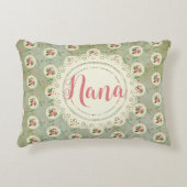 ヴィンテージ パーソナライズ ローズ ドイリー グリーン ダマスク アクセントクッション (正面)