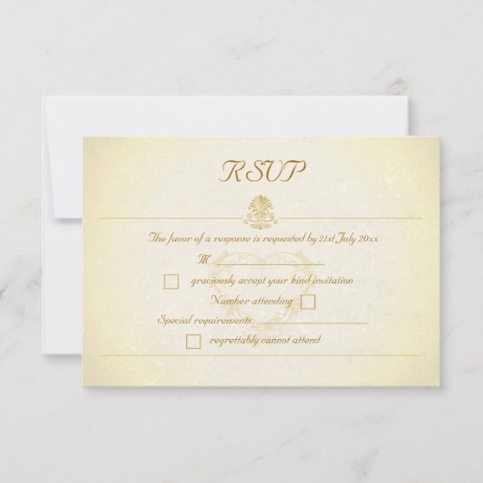 ヴィンテージ・パーチメント紙スタイルのRSVP返信カード 出欠カード (正面)
