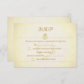 ヴィンテージ・パーチメント紙スタイルのRSVP返信カード 出欠カード (正面/裏面)