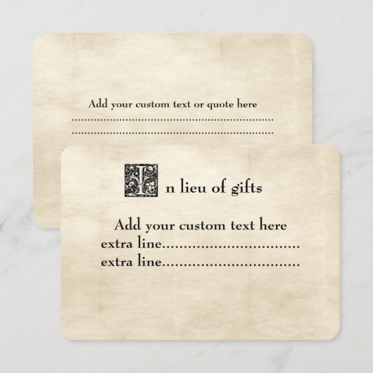 ヴィンテージ・パーチメント・ファンシー・ストーリーブックフォント挿入カード 招待状 (正面/裏面)