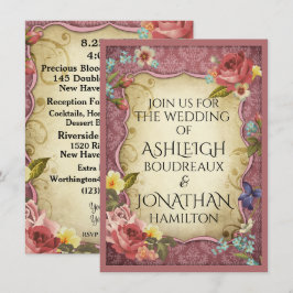 ヴィンテージ パーチメント プリント ウェディング 招待状