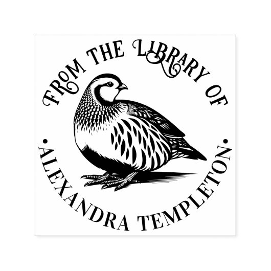 ヴィンテージ・パーティッジ狩猟鳥#2 図書館の本の名前 セルフインキングスタンプ (デザイン)