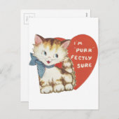 ヴィンテージ·パーフェクトリー·子猫·バレンタイン シーズンポストカード (正面/裏面)