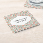 ヴィンテージ パーフェクト ピンク & ピーチ ローズ ペーパーコースター (アングル)