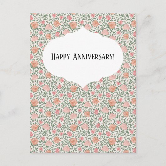 ヴィンテージ パーフェクト ピンク & ピーチ ローズ ポストカード (正面)