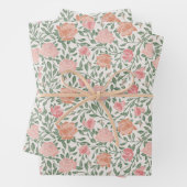 ヴィンテージ パーフェクト ピンク&ピーチ ローズ ラッピングペーパーシート (インサイチュ)