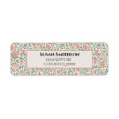 ヴィンテージ パーフェクト ピンク＆ピーチ ローズ 返信先住所 ラベル (正面)