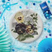 ヴィンテージ パープルとイエローのパンジー ペーパープレート (パーティー)