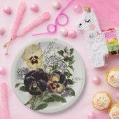 ヴィンテージ パープルとイエローのパンジー ペーパープレート (パーティー)