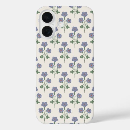 ヴィンテージ パープルブルー&ポピー レッド レトロ植物 Case-Mate iPhoneケース (裏面)
