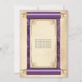 ヴィンテージ パープル ゴールド スクロール エレガント キンセアニエラ 招待状 (裏面)