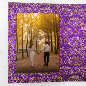 ヴィンテージ パープル ゴールド ダマスク オーダーメイド ウェディング 三つ折り招待状 (内部最初)