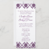 ヴィンテージ パープル ダマスク ウェディング 招待状 (裏面)