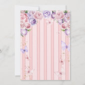 ヴィンテージ パープル ピンク うちのちっちゃい蝶の誕生日 招待状 (裏面)