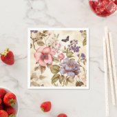 ヴィンテージ パープル ピンク フラワー ナプキン スタンダードカクテルナプキン (インサイチュ)