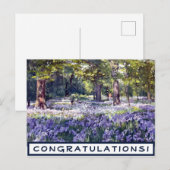 ヴィンテージ パープル フローラル おめでとう ポストカード (正面/裏面)