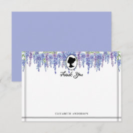 ヴィンテージ パープル フローラル リージェンシー エラーのブライダル シャワー サンキューカード