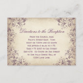 ヴィンテージ パープル フローリッシュ ウェディング レセプション カード (裏面)