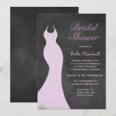 ヴィンテージ パープル ブライダル シャワー 招待状 (正面/裏面)